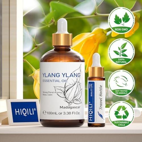 HIQILI Ylang-Ylang ätherisches Öl, langanhaltender Duft für Diffuser, Parfüms, Aromatherapie, DIY - 100 ml