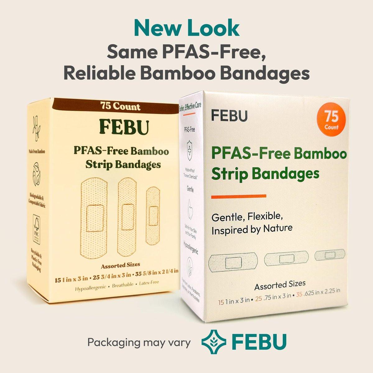 FEBU Eco-Friendly Bamboo-Faser Pflaster | PFAS-freie, flexible Stoffpflaster | Hypoallergene Wundversorgung | 75 Stück bunt gemischt