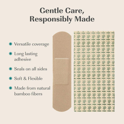 FEBU Eco-Friendly Bamboo-Faser Pflaster | PFAS-freie, flexible Stoffpflaster | Hypoallergene Wundversorgung | 75 Stück bunt gemischt