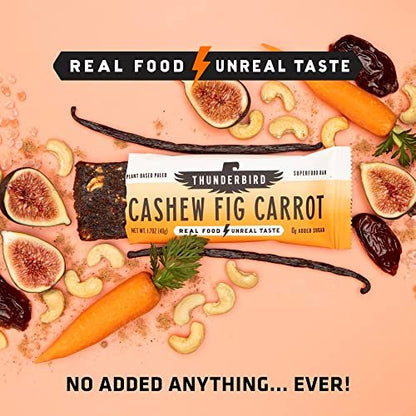 Thunderbird Real Food Energy Bars – Cashew Feige Karotte, 1,7 oz, Frucht- & Nuss-Riegel, ohne Zuckerzusatz, glutenfrei, 12er-Pack