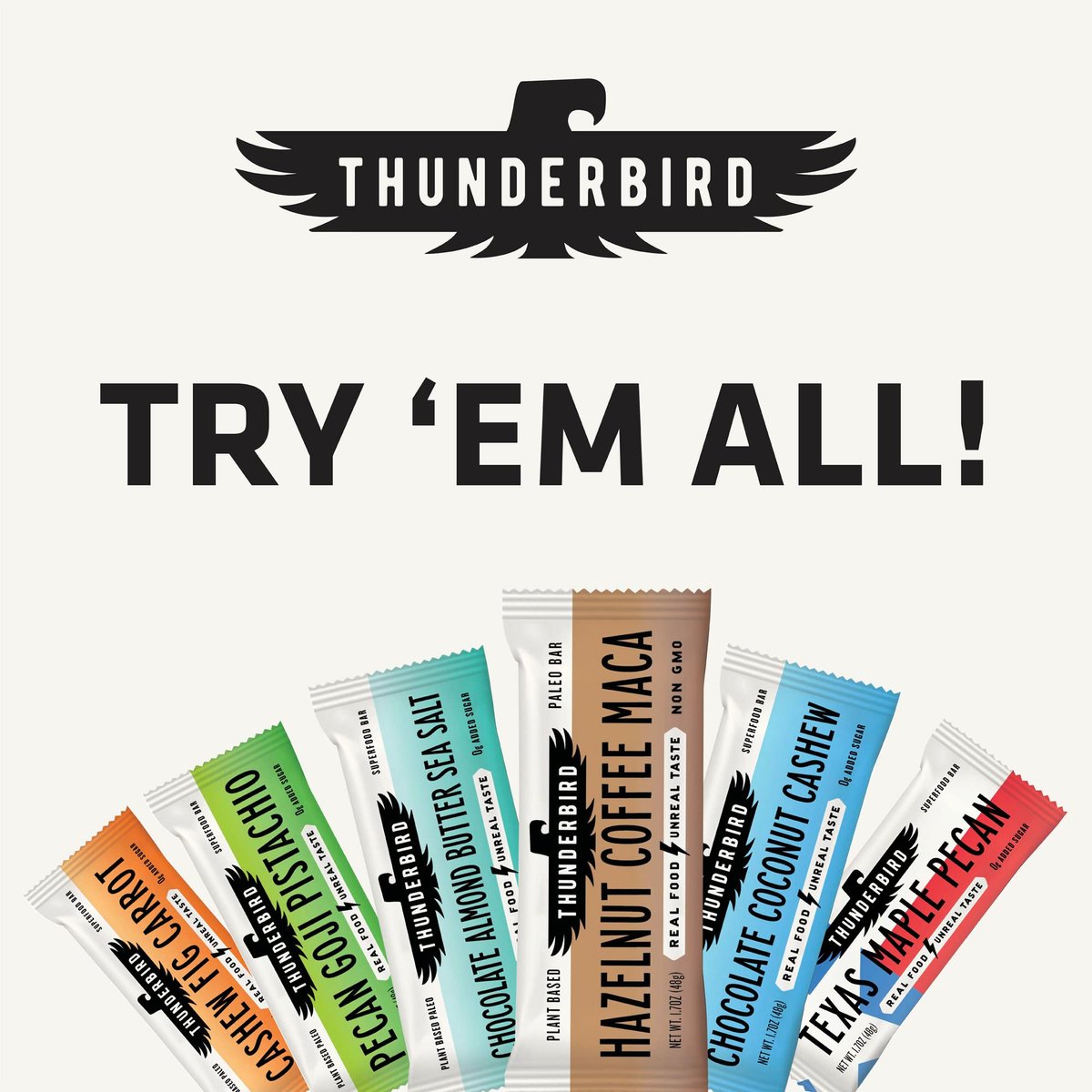 Thunderbird Real Food Energy Bars – Cashew Feige Karotte, 1,7 oz, Frucht- & Nuss-Riegel, ohne Zuckerzusatz, glutenfrei, 12er-Pack