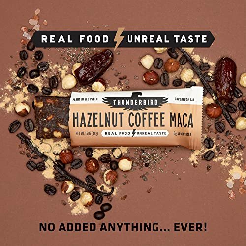 Thunderbird Bars Energie-Snack – Haselnuss Kaffee Maca, 12er-Pack (1,7 oz Riegel), glutenfrei, vegan, paleo, ohne Zuckerzusatz