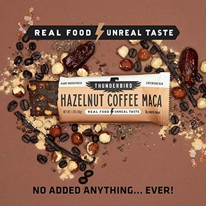 Thunderbird Bars Energie-Snack – Haselnuss Kaffee Maca, 12er-Pack (1,7 oz Riegel), glutenfrei, vegan, paleo, ohne Zuckerzusatz