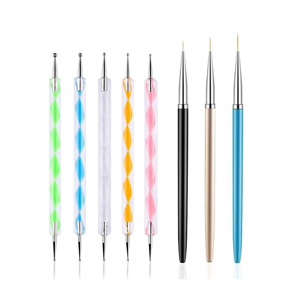 FULINJOY 5er-Set Dotting Pens mit 3 Nagelmalpinseln, Nagelkunst-Designwerkzeuge