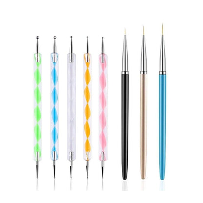 FULINJOY 5er-Set Dotting Pens mit 3 Nagelmalpinseln, Nagelkunst-Designwerkzeuge