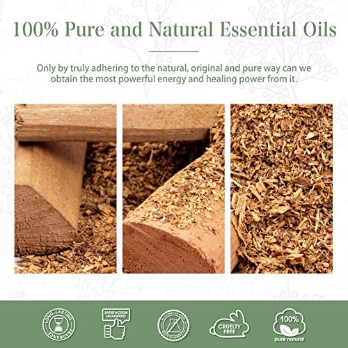 PHATOIL 100 ml Sandelholz Ätherisches Öl, Reines Aromatherapie Öl für Diffuser, Luftbefeuchter, Duftöl für Seifen- und Kerzenherstellung, Große 3,38 fl.oz Flasche