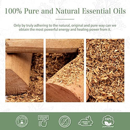 PHATOIL 100 ml Sandelholz Ätherisches Öl, Reines Aromatherapie Öl für Diffuser, Luftbefeuchter, Duftöl für Seifen- und Kerzenherstellung, Große 3,38 fl.oz Flasche