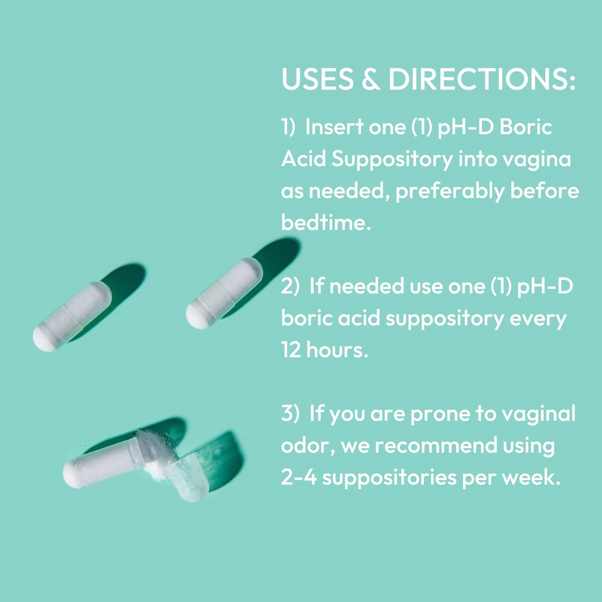 pH-D Feminine Health Support - Borsäure-Starterpaket: 12 Vaginalzäpfchen + 3 Applikatoren