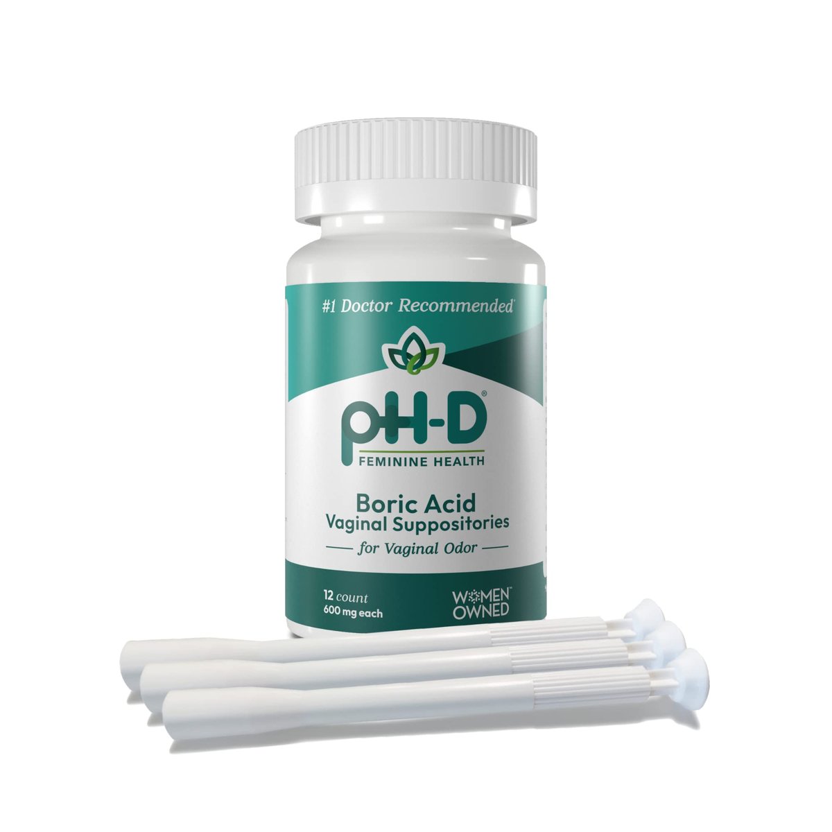 pH-D Feminine Health Support - Borsäure-Starterpaket: 12 Vaginalzäpfchen + 3 Applikatoren