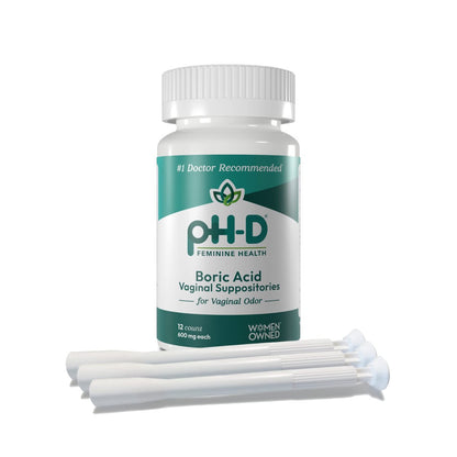 pH-D Feminine Health Support - Borsäure-Starterpaket: 12 Vaginalzäpfchen + 3 Applikatoren