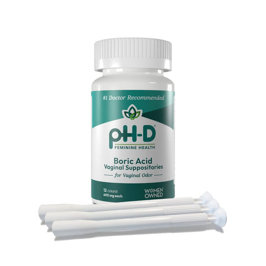 pH-D Feminine Health Support - Borsäure-Starterpaket: 12 Vaginalzäpfchen + 3 Applikatoren