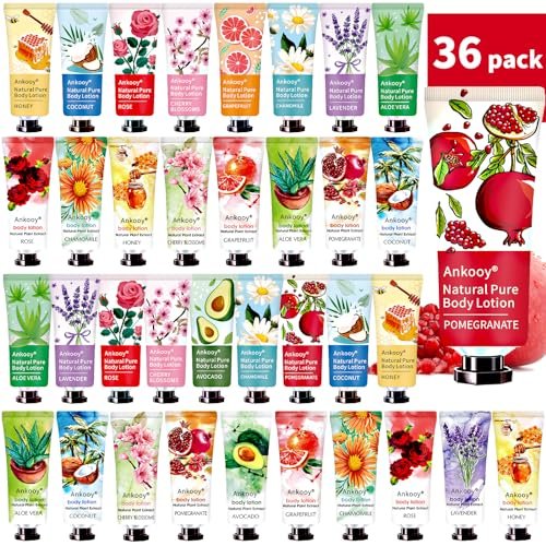 36er Pack Körperlotion für Frauen mit trockener Haut – natürliche Reisegröße mit Sheabutter, ideal als Ostergeschenk, Muttertagsgeschenk, Lehrer-Dankeschön, Geschenk für Krankenschwestern und Kolleginnen
