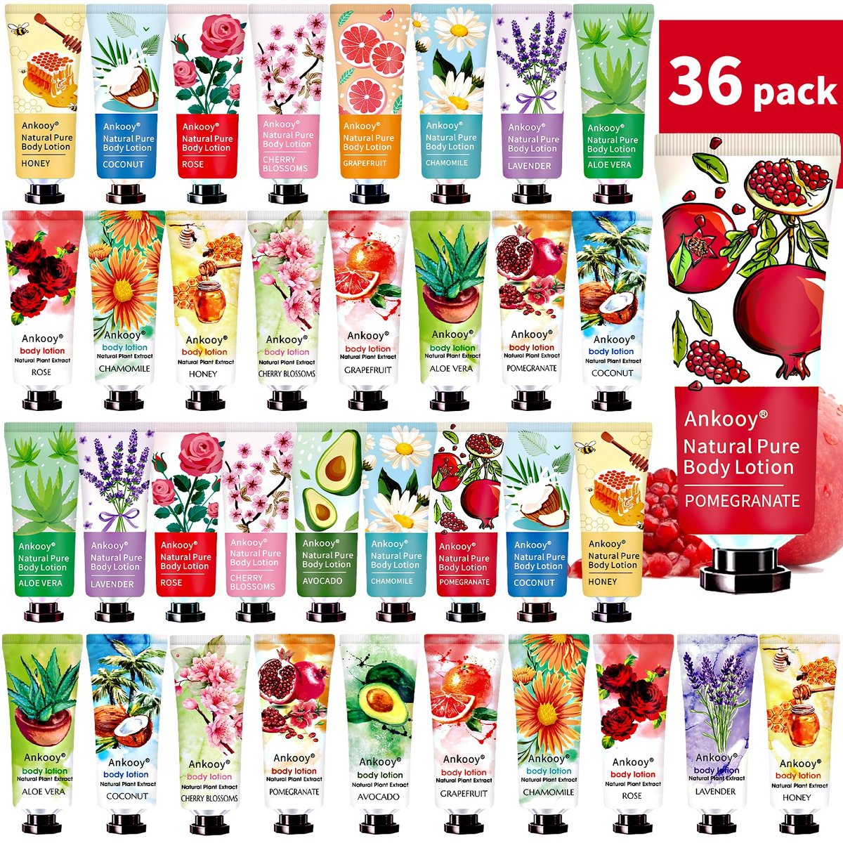 36er Pack Körperlotion für Frauen mit trockener Haut – natürliche Reisegröße mit Sheabutter, ideal als Ostergeschenk, Muttertagsgeschenk, Lehrer-Dankeschön, Geschenk für Krankenschwestern und Kolleginnen