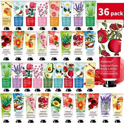 36er Pack Körperlotion für Frauen mit trockener Haut – natürliche Reisegröße mit Sheabutter, ideal als Ostergeschenk, Muttertagsgeschenk, Lehrer-Dankeschön, Geschenk für Krankenschwestern und Kolleginnen
