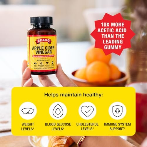 Bragg Bio-Apfelessig Kapseln mit Vitamin D und Zink - 90 Kapseln - Unterstützt das Immunsystem