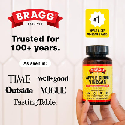 Bragg Bio-Apfelessig Kapseln mit Vitamin D und Zink - 90 Kapseln - Unterstützt das Immunsystem