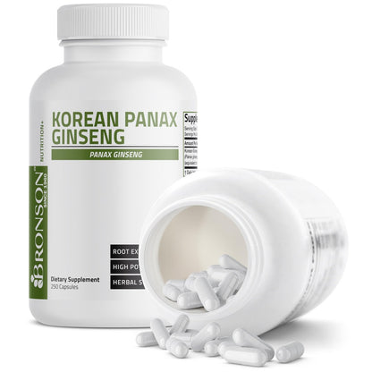 Bronson Korean Panax Ginseng – Für Energie, Ausdauer, Vitalität, Gedächtnis und geistige Leistungsfähigkeit, 250 Kapseln