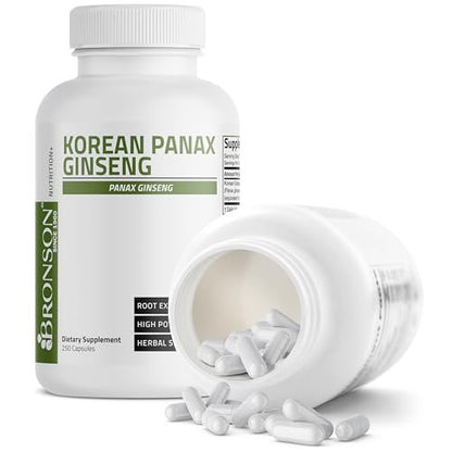 Bronson Korean Panax Ginseng – Für Energie, Ausdauer, Vitalität, Gedächtnis und geistige Leistungsfähigkeit, 250 Kapseln