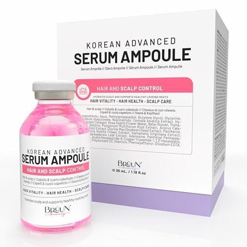 BRÜUN HS - Kontroll-Haar- und Kopfhaut-Ampullen-Serum – Koreanischer Serum-Booster für das Haarwachstum ohne Dermapen, 1,18 fl.oz