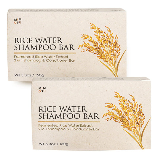 mimosu Fermentiertes Reiswasser Shampoo Bar – 2er-Pack pH-ausgeglichener, unparfümierter Festshampoo für Haarwachstum, pflegendes, umweltfreundliches koreanisches Haarpflege für empfindliche Kopfhaut