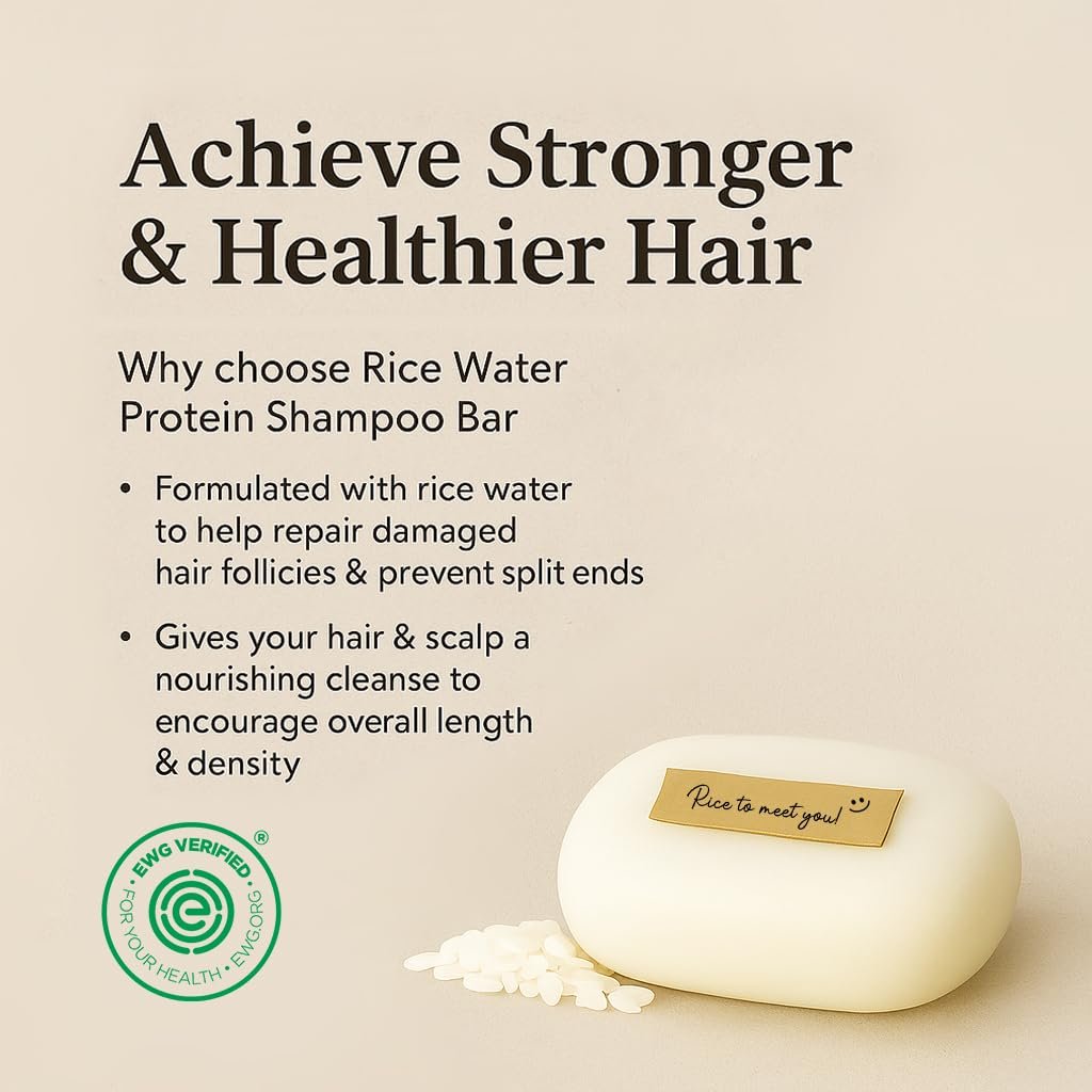 mimosu Fermentiertes Reiswasser Shampoo Bar – 2er-Pack pH-ausgeglichener, unparfümierter Festshampoo für Haarwachstum, pflegendes, umweltfreundliches koreanisches Haarpflege für empfindliche Kopfhaut