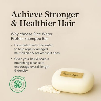 mimosu Fermentiertes Reiswasser Shampoo Bar – 2er-Pack pH-ausgeglichener, unparfümierter Festshampoo für Haarwachstum, pflegendes, umweltfreundliches koreanisches Haarpflege für empfindliche Kopfhaut