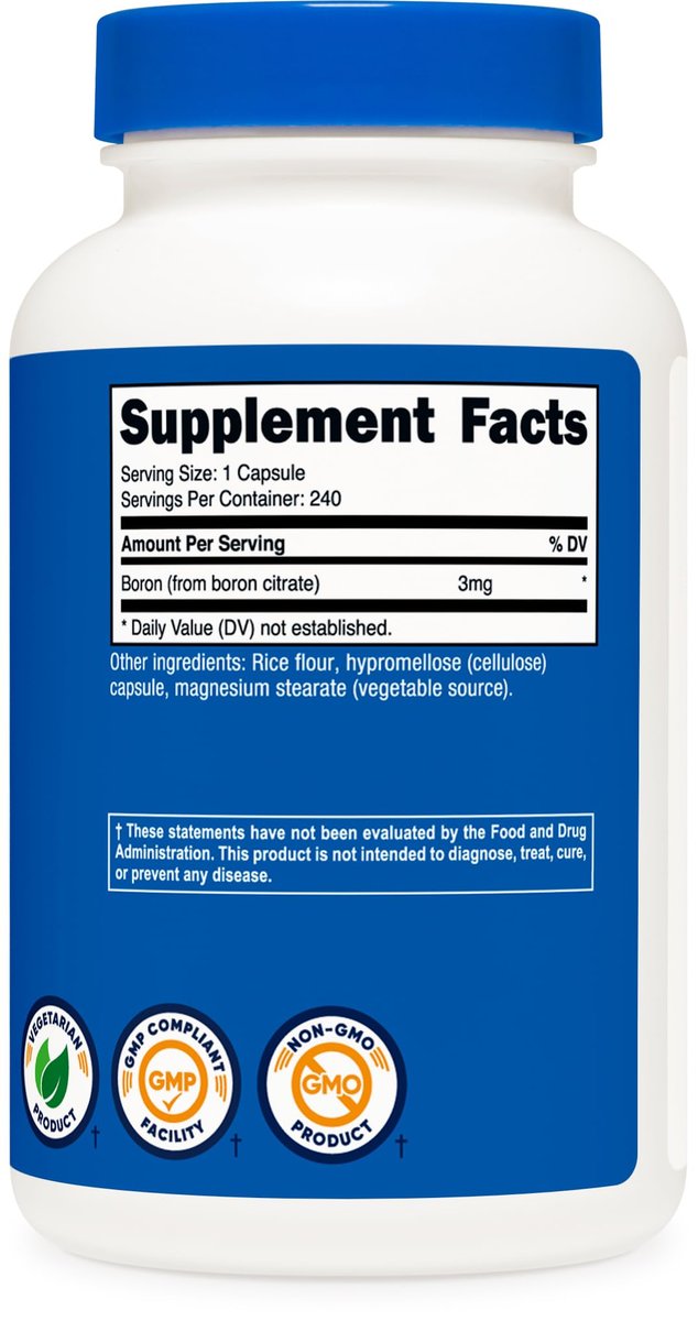 Nutricost Boron 3mg Supplement, 240 Kapseln – Glutenfrei & Nicht-GVO