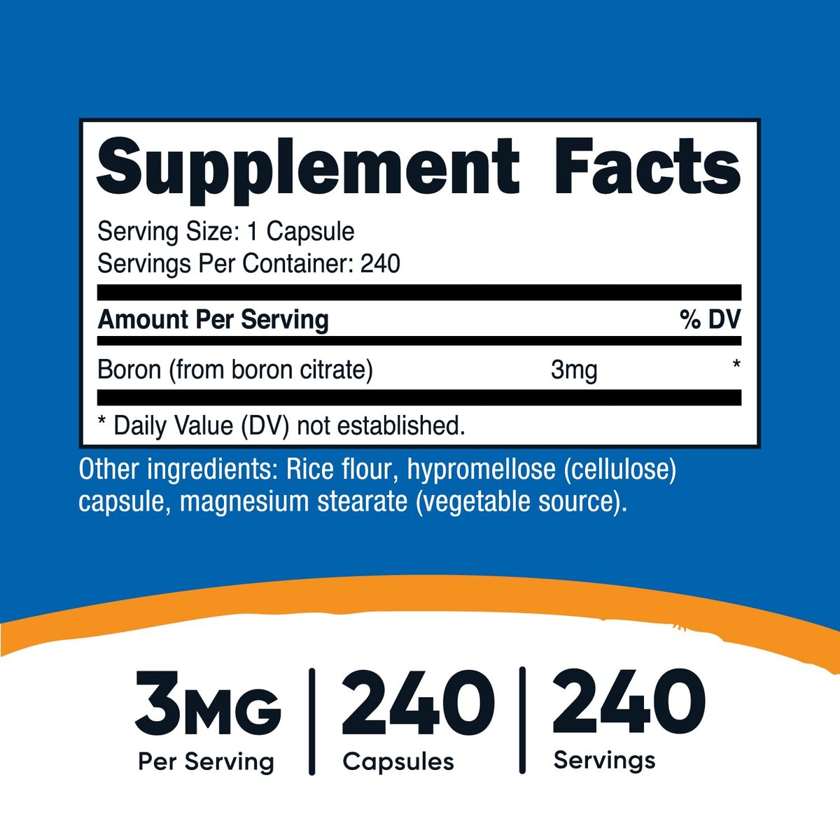 Nutricost Boron 3mg Supplement, 240 Kapseln – Glutenfrei & Nicht-GVO
