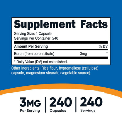 Nutricost Boron 3mg Supplement, 240 Kapseln – Glutenfrei & Nicht-GVO