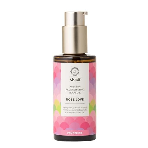 KHADI ROSE LOVE Ayurvedisches Regenerierendes Körperöl – Verwöhnendes & regenerierendes Beauty-Öl – 100% pflanzlich & natürlich – 100 ml