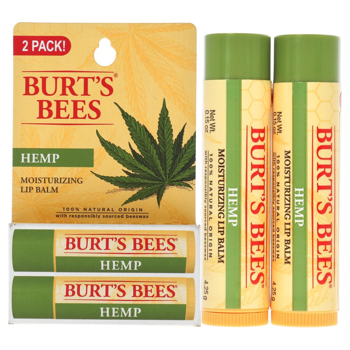 Burt's Bees Hanf-Lippenbalsam mit Cranberry-Geschmack, 0,15 Unzen