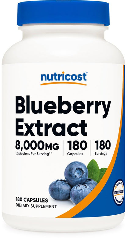 Nutricost Blaubeerextrakt 180 Kapseln, 180 Portionen pro Flasche – Vegetarisch, Glutenfrei und GVO-frei