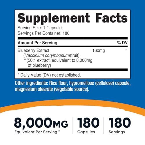 Nutricost Blaubeerextrakt 180 Kapseln, 180 Portionen pro Flasche – Vegetarisch, Glutenfrei und GVO-frei