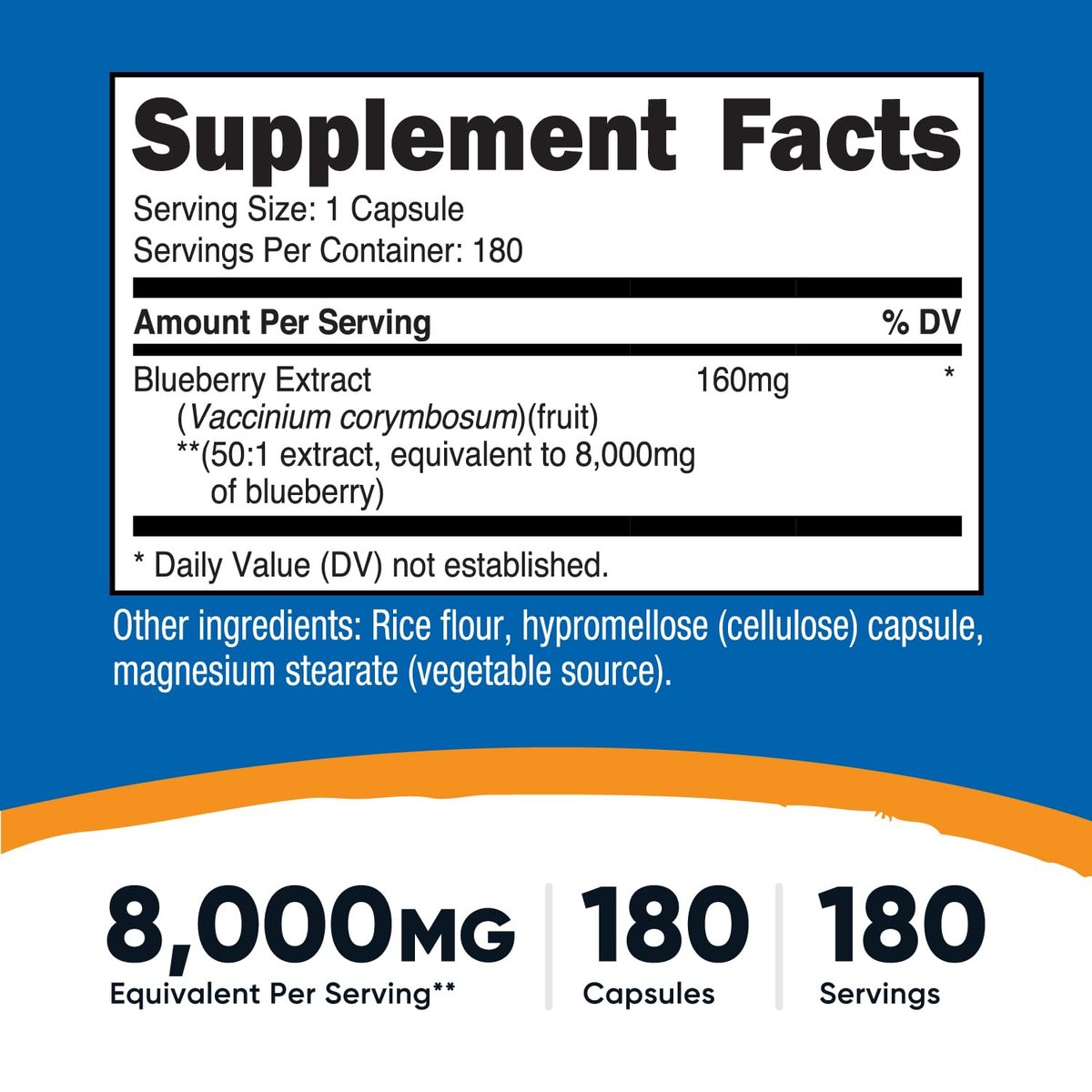 Nutricost Blaubeerextrakt 180 Kapseln, 180 Portionen pro Flasche – Vegetarisch, Glutenfrei und GVO-frei