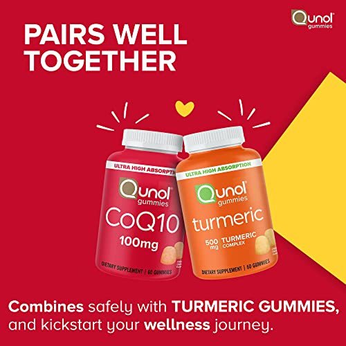 Qunol CoQ10 Gummis, 100 mg, leckere vegane Gummis zur Unterstützung der Herzgesundheit, glutenfrei, ultrahohe Absorption, 2-Monats-Vorrat (60 Stück, Packung mit 2)