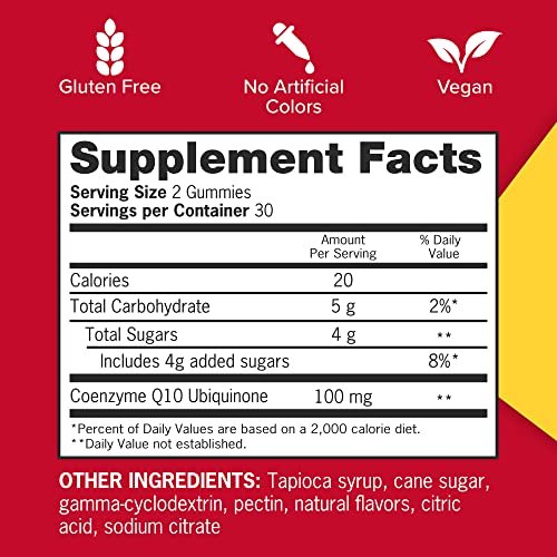 Qunol CoQ10 Gummis, 100 mg, leckere vegane Gummis zur Unterstützung der Herzgesundheit, glutenfrei, ultrahohe Absorption, 2-Monats-Vorrat (60 Stück, Packung mit 2)