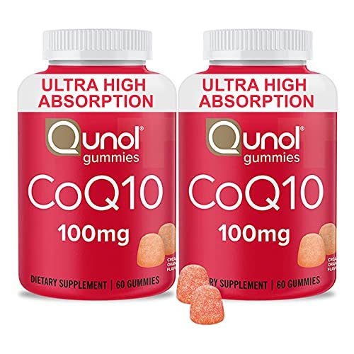 Qunol CoQ10 Gummis, 100 mg, leckere vegane Gummis zur Unterstützung der Herzgesundheit, glutenfrei, ultrahohe Absorption, 2-Monats-Vorrat (60 Stück, Packung mit 2)