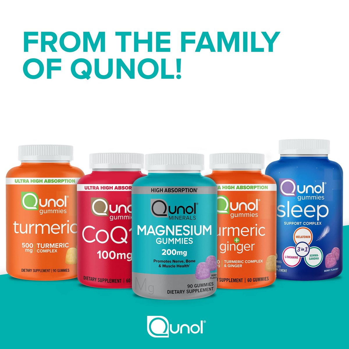 Qunol CoQ10 Gummis, 100 mg, leckere vegane Gummis zur Unterstützung der Herzgesundheit, glutenfrei, ultrahohe Absorption, 2-Monats-Vorrat (60 Stück, Packung mit 2)