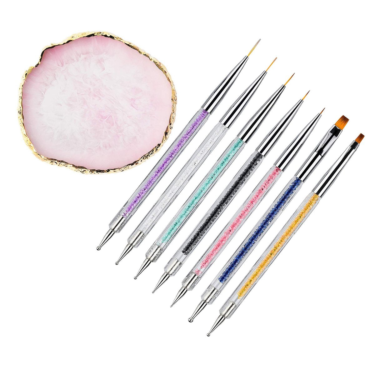 Mcduyant 8-teiliges Nagelkunst-Set: Pinsel, Dotting-Tools und Mischpalette für Gel-Nagellack & Resin