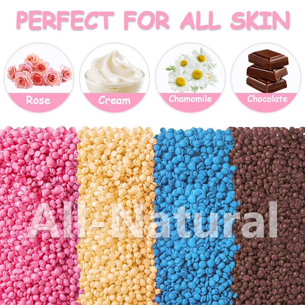 Professionelle Hartwachsperlen für Haarentfernung – 400g mit 10 Holzspateln für Ganzkörper, Brasilianisch, Bikini, Gesicht, Beine, Augenbrauen – Schmerzarm für Zuhause – Für Frauen und Männer