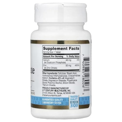 21st Century Healthcare Zinkcitrat Tabletten 50 mg, 360 Stück, Weiß