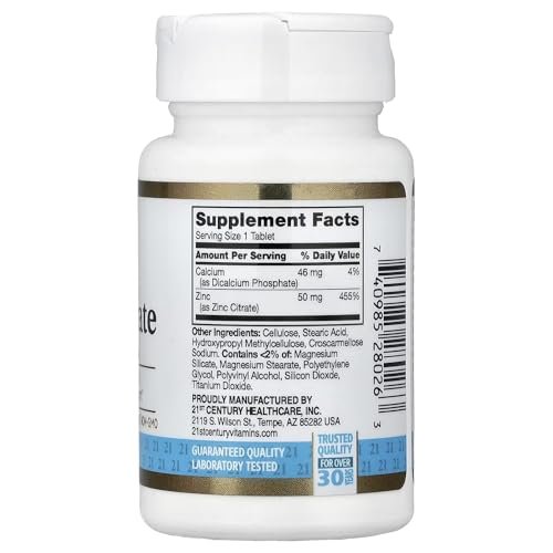 21st Century Healthcare Zinkcitrat Tabletten 50 mg, 360 Stück, Weiß