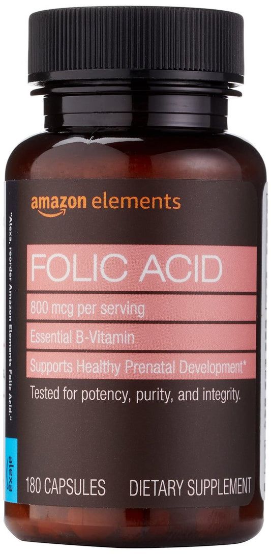 Folsäure 800 mcg pro Portion, 180 Tabletten, Nahrungsergänzungsmittel für Frauen zur Unterstützung der gesunden pränatalen Entwicklung, 6-Monats-Vorrat