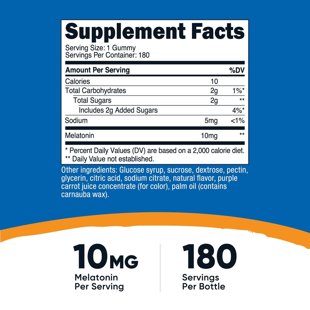 Nutricost Melatonin 10mg, 180 Gummis, Erdbeergeschmack - Glutenfrei, Nicht-GVO, Ohne Maissirup