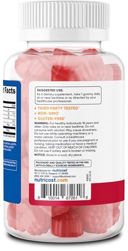 Nutricost Melatonin 10mg, 180 Gummis, Erdbeergeschmack - Glutenfrei, Nicht-GVO, Ohne Maissirup