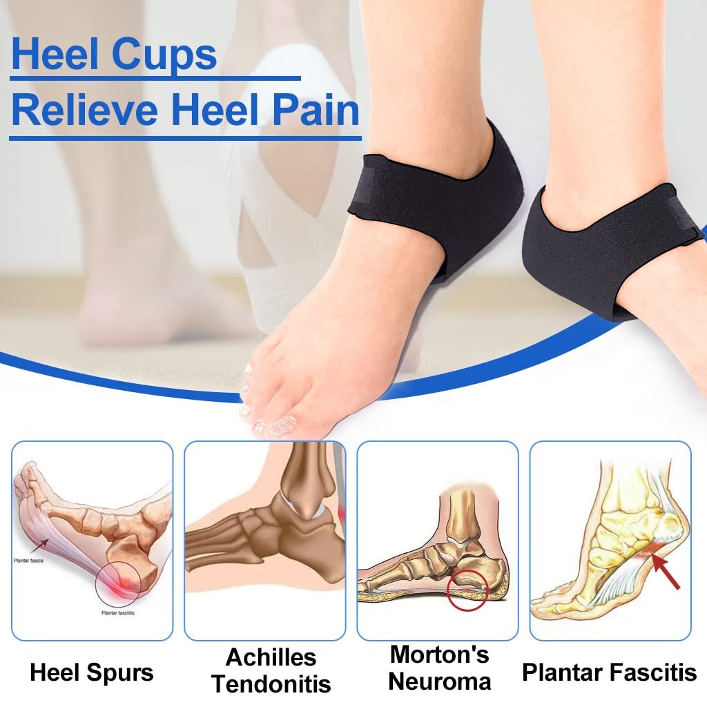 MIAYOHO Fersenschmerzen Gel-Polster – Fersenkissen für Plantarfasziitis, aktualisierte Version, für Damen und Herren (Schwarz, M 8.5-12 / W 10-13)