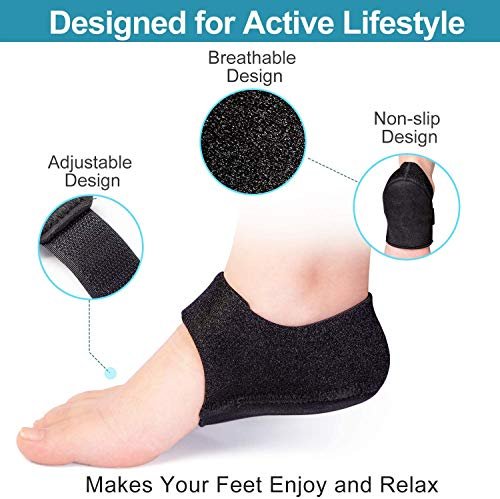 MIAYOHO Fersenschmerzen Gel-Polster – Fersenkissen für Plantarfasziitis, aktualisierte Version, für Damen und Herren (Schwarz, M 8.5-12 / W 10-13)