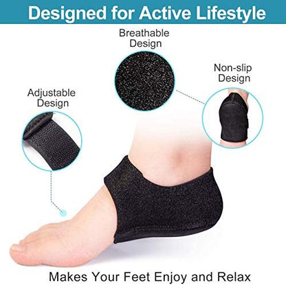 MIAYOHO Fersenschmerzen Gel-Polster – Fersenkissen für Plantarfasziitis, aktualisierte Version, für Damen und Herren (Schwarz, M 8.5-12 / W 10-13)
