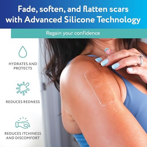 ScarAway Advanced Clear Silicone Scar Sheets - Medizinische Silikonpflaster (1,5" x 3") zur Narbenbehandlung und -prävention für chirurgische, Verbrennungs-, Körper-, hypertrophe und Keloidnarben, 10 klare Blätter