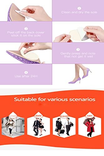 Rutschfeste Schuhpads, selbstklebend, Anti-Rutsch-Schuhgriffe, Gummisohlen-Schutzfolie, klar, 3 Paare
